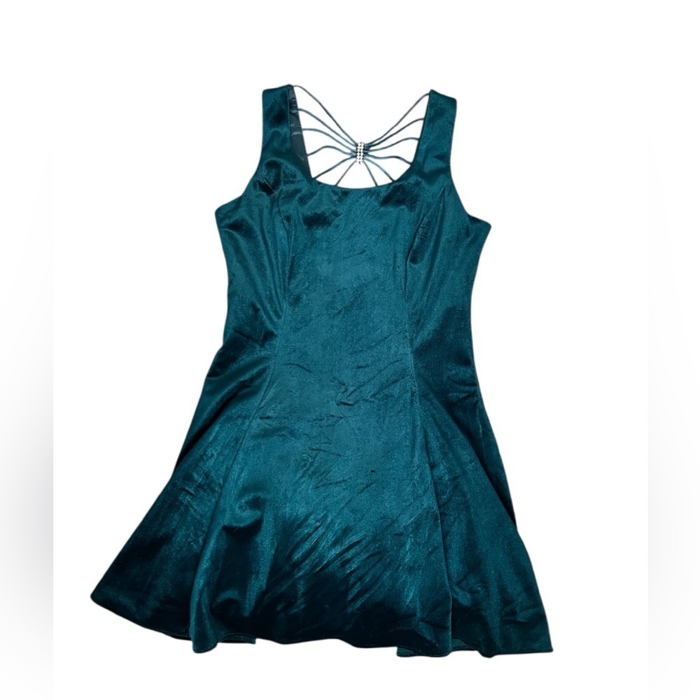 D.B.Y. Vintage Gorgeous Emerald Green Velvet Holiday Dress Size 9